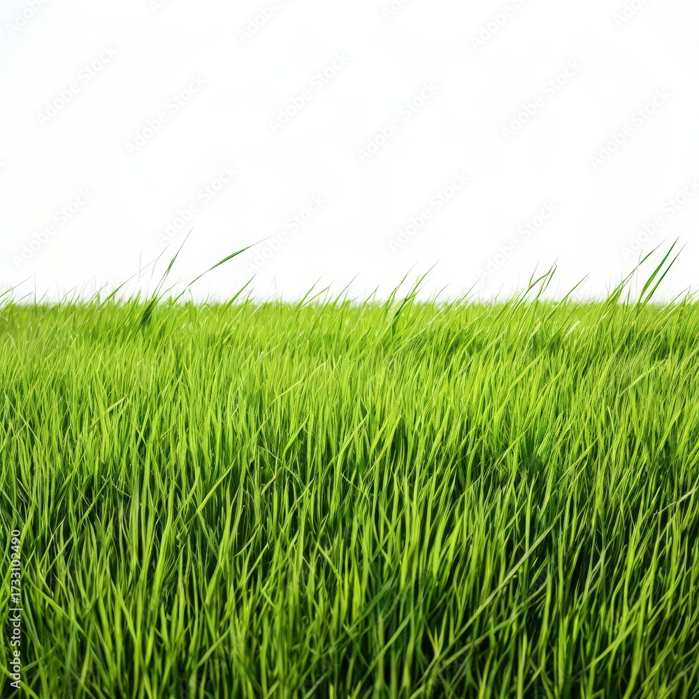 Obraz premium an AI Image Generator, Vibrant Green Grass Border On White Background