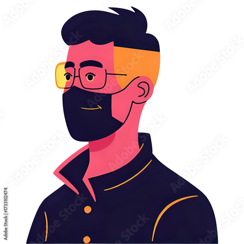 Illustration of a man wearing glasses and a face mask
