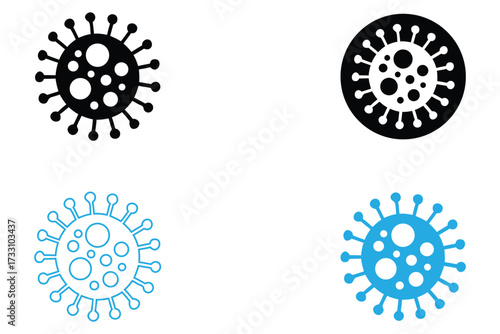 microbes and germs icon vector, bacteria, virus symbol vector art illustration 