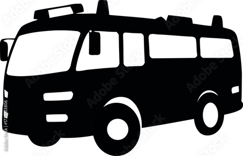 vector illustration of a white cartoon bus on the road