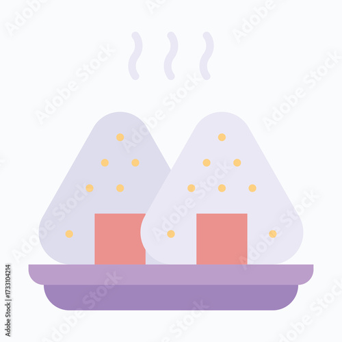 Rice Balls Onigiri Isolated Vector Flat Style Icon.