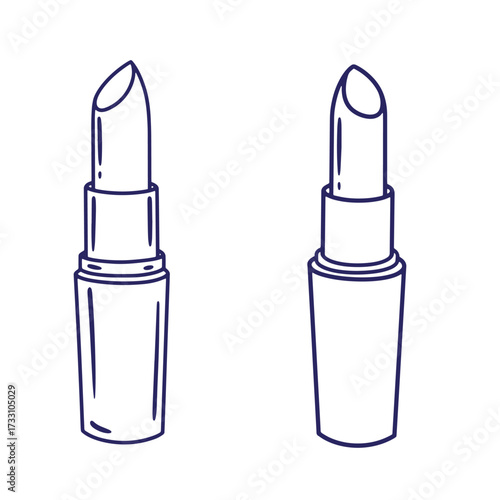 Two simple line drawn lipstick illustrations on a white background for beauty and makeup concepts