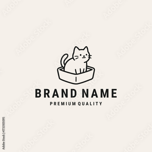 Cat box logo vector icon illustration