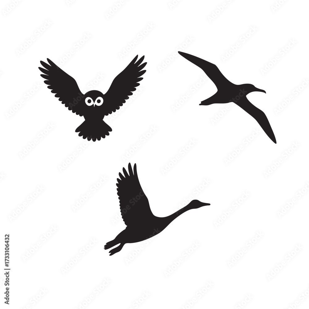 Obraz premium Black flying eagle vector silhouette illustration with wings