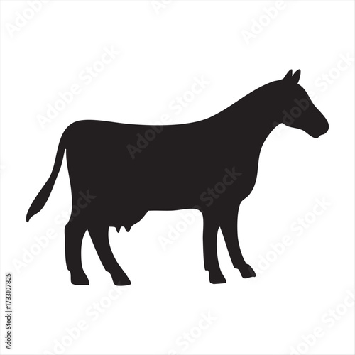 Silhouette of a Cow An Elegant Farm Animal Vector Illustration Representing Livestock and Agriculture
