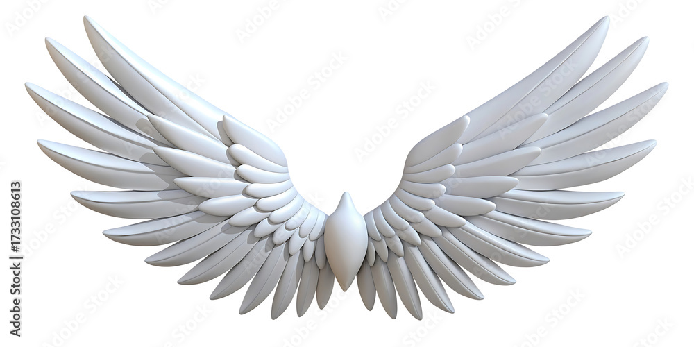 Fototapeta premium Elegant White Angel Wings Symbolizing Freedom and Spirituality on Black Background for Design Projects and Creative Illustrations
