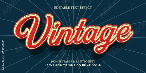 Editable text effect 3d vintage text style