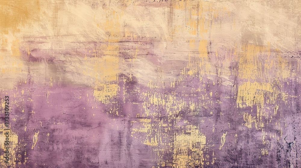 Obraz premium Soft Pastel Grunge Texture Blending Dusty Mustard and Lavender Hues—Showcasing Subtle Imperfections and Warm-Cool Tone Contrast, Ideal for Design, Craft, or Edgy Minimalist Visual Backdrops.