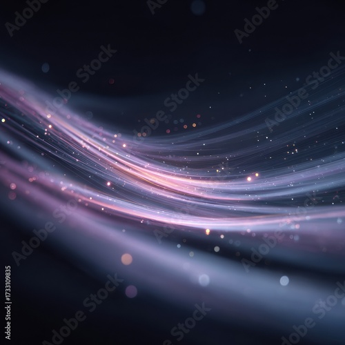 Futuristic nebula with purple pink light streaks on black background, twinkling stars for sci-fi book covers, meditation apps, cosmic wall art

