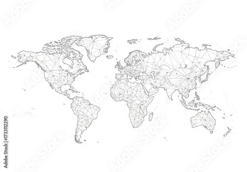 Wallpaper Mural Detailed outline map of the world showing all countries and borders Torontodigital.ca