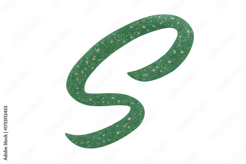 Fototapeta premium Number nine, green granular glitter texture, abstract 3d typography element on transparent background