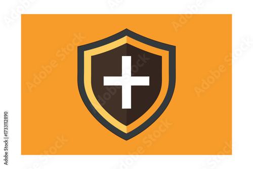 heraldic shield with cross symbol icon sign vector illustration button design icon 