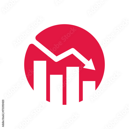 Investment Chart Decline Market Loss Circle Flat Icon