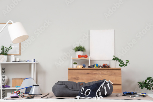 Pet bed with supplies for s...