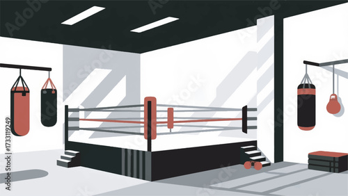 Illustration Of A Boxing Ring Training Studio Vector Design Template