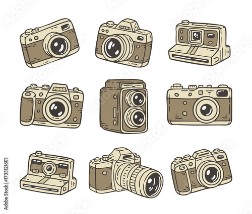 Cute Retro Camera Doodle Cartoon Illustration
