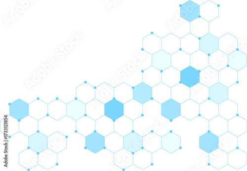 Abstract biology and pharmaceutical technology background. Health care and medical background with hexagons shapes