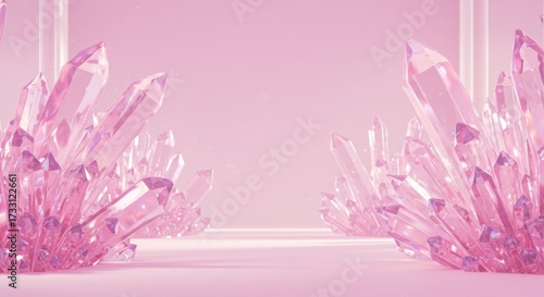 Pink crystal formations on a soft background