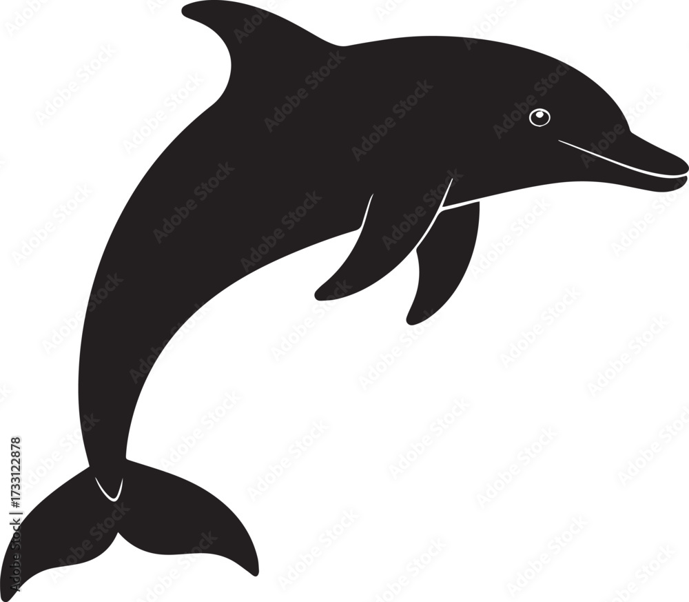 Obraz premium Jumping Dolphin Silhouette Vector Illustration