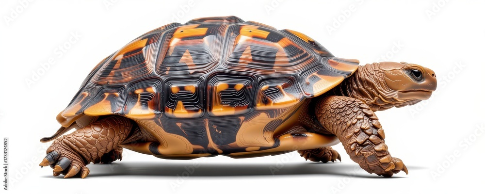 Fototapeta premium Vibrant Ornate Turtle on White Background Captivating Reptile Photography