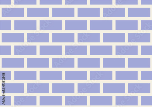 A seamless geometric pattern depicting a brick wall in a flat design style. The bricks are neatly arranged in a pastel purple or periwinkle color with cream-colored grout lines. This repeating texture