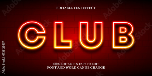Club editable text effect neon glow text style