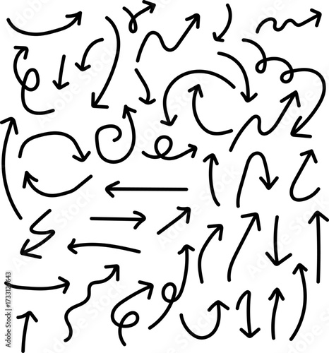 Vector art of hand drawn arrow collection, doodle arrows for design element