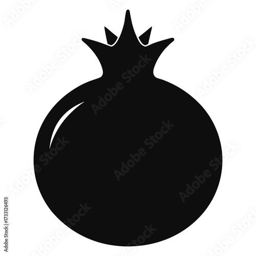 Silhouette of a pomegranate isolated on white background, a fruit icon vector illustration, pomegranate