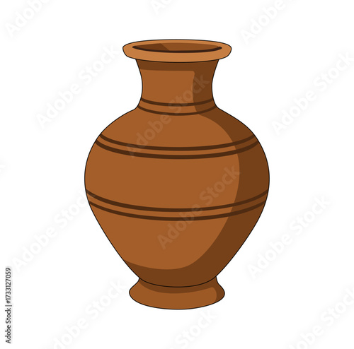 Cartoon Antique Brown Jar Simple Logo Design Icon Digital 