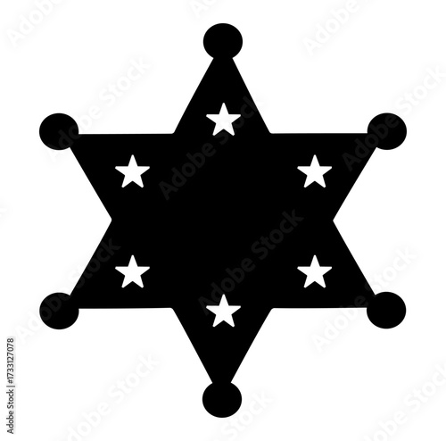 Cartoon Silhouette Sheriff Medal Simple Logo Design Icon Digital