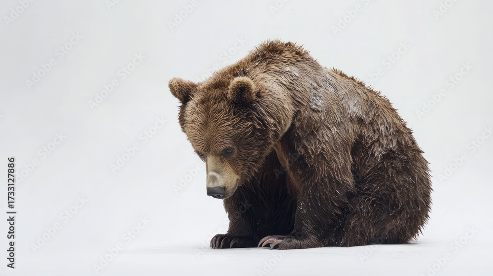 Fototapeta premium Brown bear isolated against a plain background animal portrait studio shot