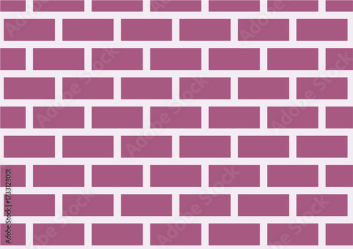 A seamless geometric pattern depicting a brick wall in a flat design style. The bricks are neatly arranged in a magenta or mauve pink color with light off-white grout lines. 