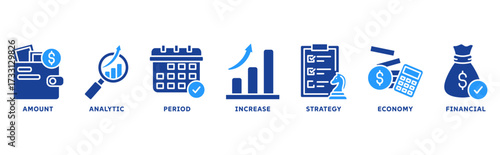 Sales Growth icon set illustration concept with icon of growth amount, analytic, period, increase, strategy, economy, financial