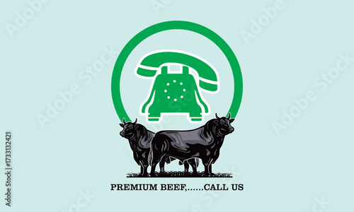 premium beef selling poster, silhouette of great wagyu cattle standing vector illustrations