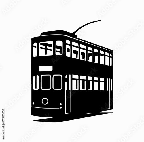 Hong Kong Tram (Ding Ding) Silhouette – Iconic Double-Decker City Transport