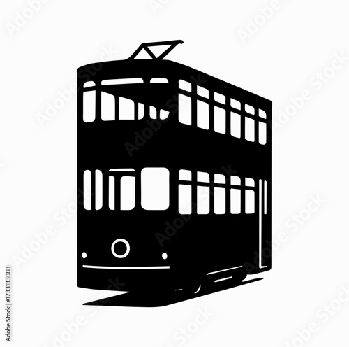 Hong Kong Tram (Ding Ding) Silhouette – Iconic Double-Decker City Transport