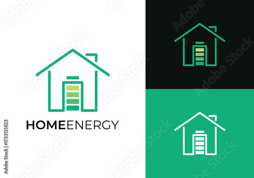 This is an home energy logo by combining a simple house and a battery. This logo is suitable for energy house, green house, solar energy, and the like.