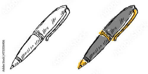 Grunge sketch hand-drawn ballpoint pen vector. Adds a raw, edgy feel to writing and office designs. Features a gritty, distressed, and artistic aesthetic.