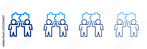 Collaboration Icon Set With Two Colors And Multiple Line Styles Vector Illustration 