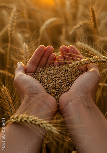[Generative AI] 황금빛 밀밭 속 농부의 손에 담긴 밀 씨앗