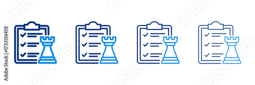 Strategy Icon Set With Two Colors And Multiple Line Styles Vector Illustration 