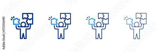 Problem Solving Icon Set With Two Colors And Multiple Line Styles Vector Illustration 