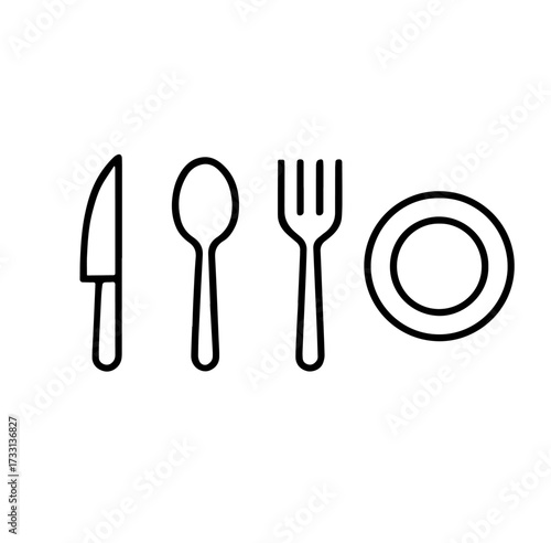 4 minimal kitchen icons vector graphic illustration