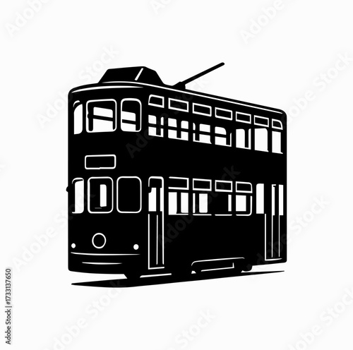 Hong Kong Tram (Ding Ding) Silhouette – Iconic Double-Decker City Transport