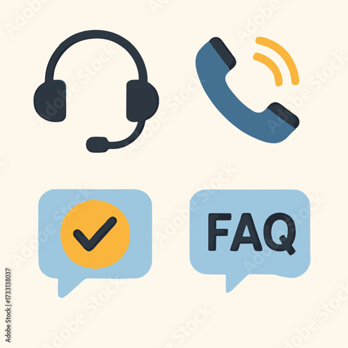 Flat 4 call center icons vector graphic illustration