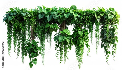 Lush green vine with various leaf shapes, cascading down in a dense arrangement
