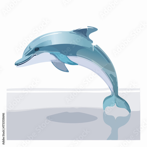 透明ガラスで表現したイルカのガラス製オブジェのベクター素材