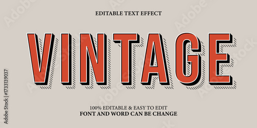 Editable text effect typography vintage style