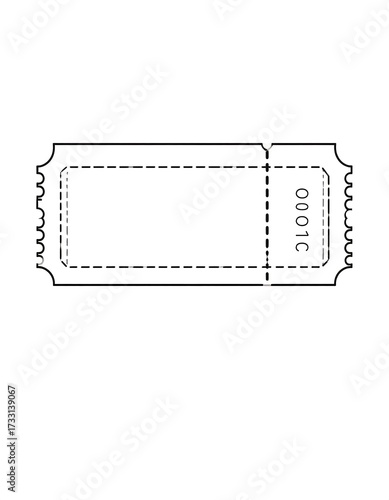 Blank perforated ticket stub with number