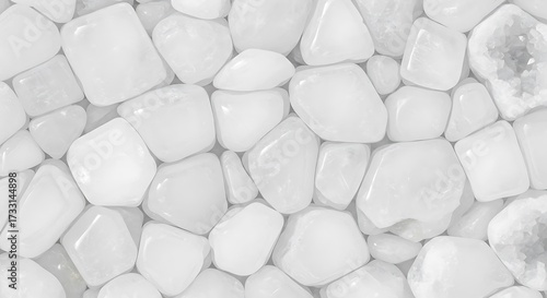 Serene arrangement of polished white stones creating a tranquil and balanced visual texture stone harmony